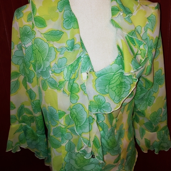 Investments Floral Button Shirt S - Picture 3 of 7